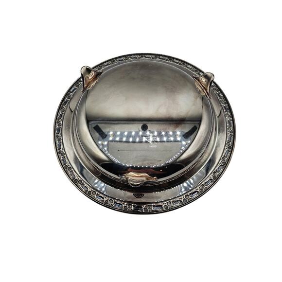 Oneida Community Ltd. HENLEY Tudor small Round Footed serving tray Floral edged - Picture 4 of 5